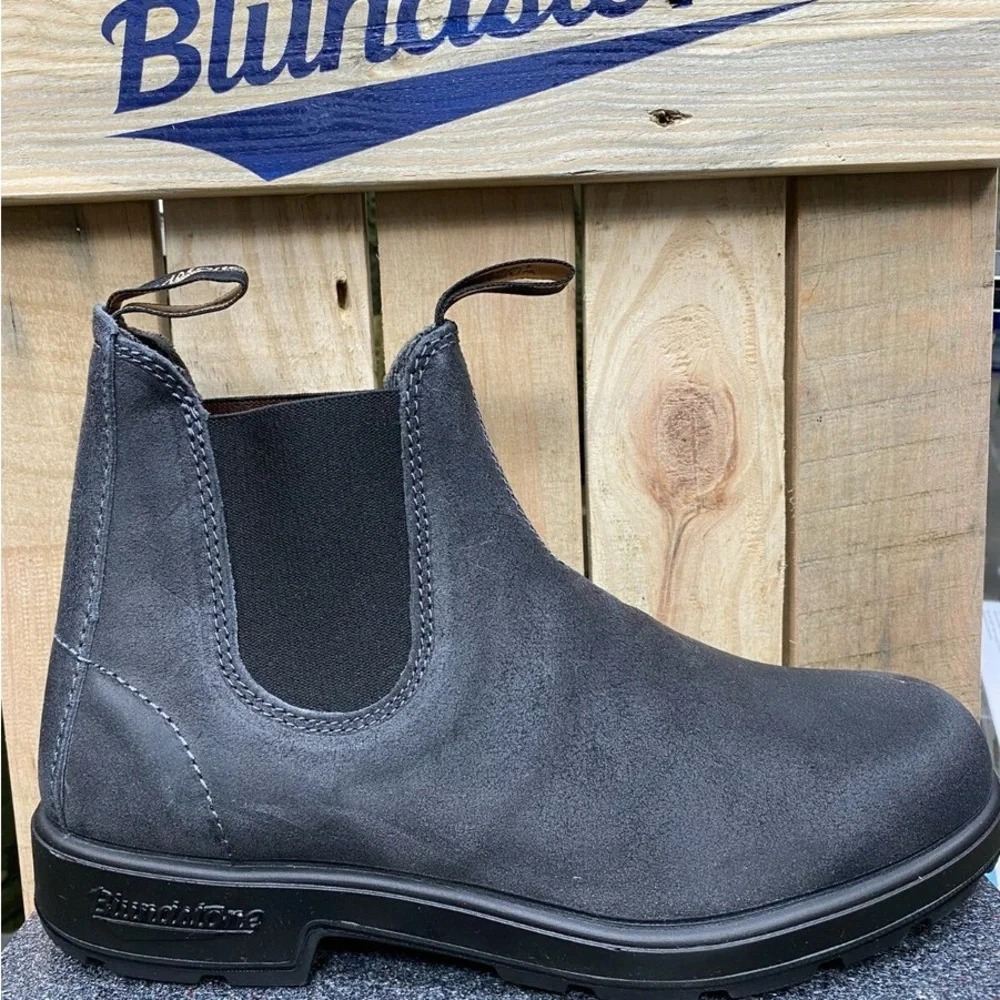 Blundstone Chelsea Boots In Grey Wax Leather - Picture 5 of 15